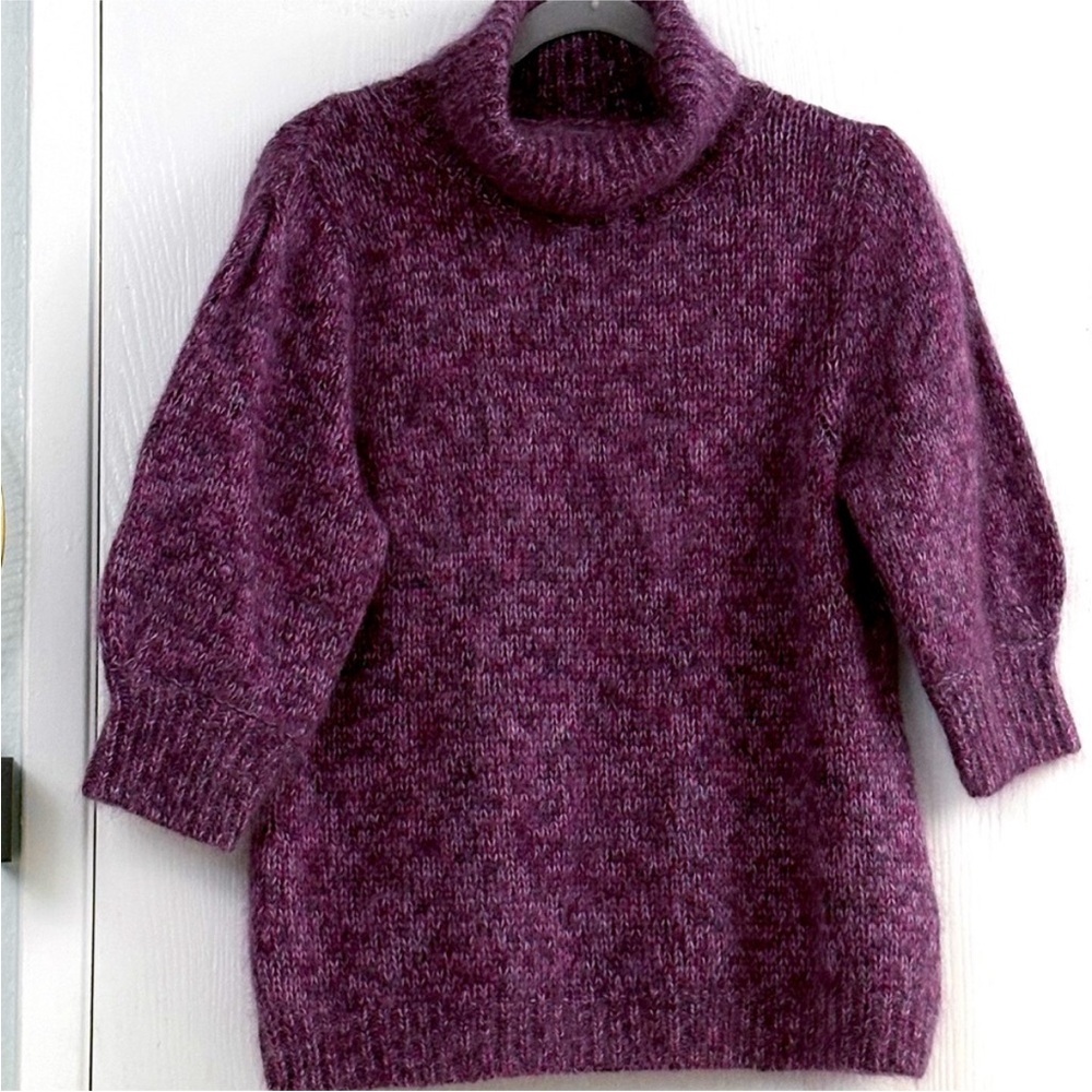 Lewit Heathered Purple Turtleneck Mohair & Silk Sweater Blouse Size Large
